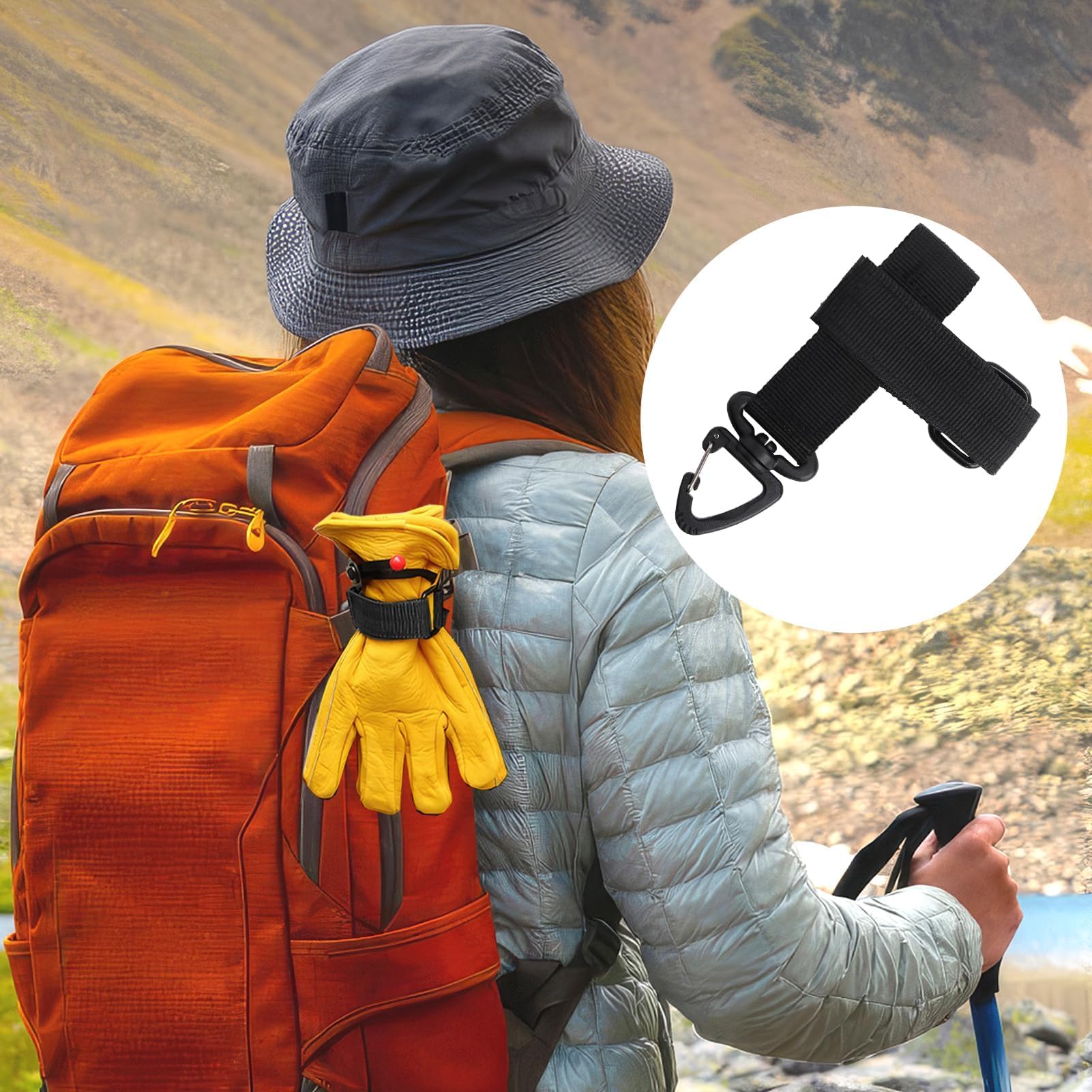 2 Supports De Gants Tactiques Réglables - Clip à Velcro Et Mousqueton, Pour Gants De Travail, Randonnée, Ski - 5