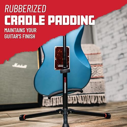Miniatura 60 de Gator Frameworks Soporte de guitarra doble ajustable; Sostiene dos guitarras eléctricas o acústicas (GFW-GTR-2000), negro
