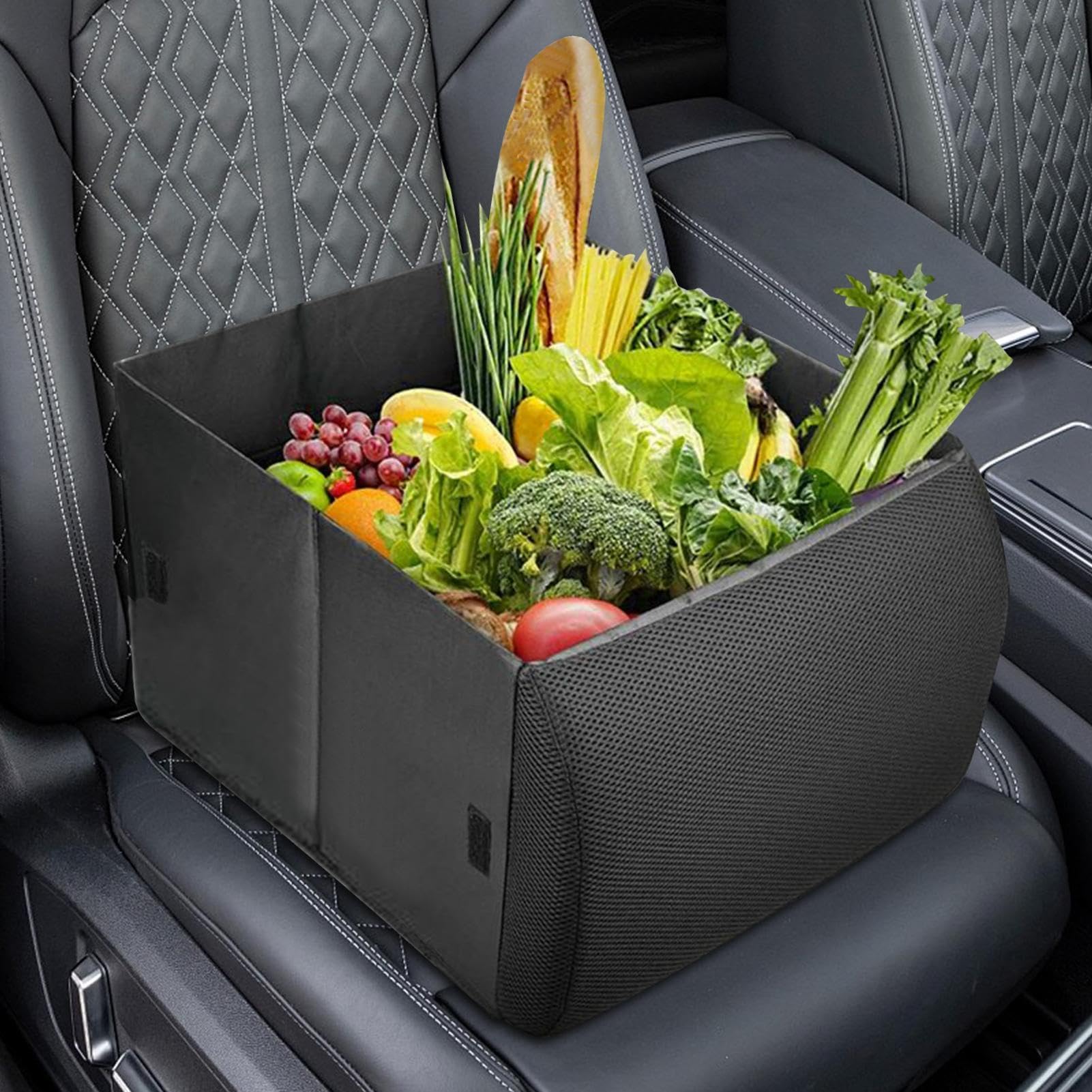 Genérico Organizer portaoggetti per auto: pieghevole in tessuto Oxford da 30 litri, cuscino di supporto lombare in schiuma viscoelastica, per il sedile posteriore, per auto, camion, SUV, RV