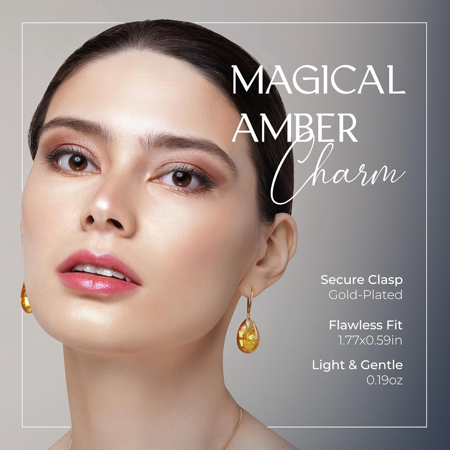 Leverback Earrings for Women – Gold-Plated 925 Silver Drop Earrings with Natural Yellow Baltic Amber Piece, Lightweight Jewelry with Secure Closure for Everyday Elegance - Image 2