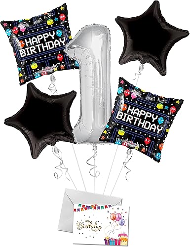 Ramo de globos arcade de feliz primer cumpleaños globos de fiesta Ramo de globos Arcade Feliz Cumpleanos