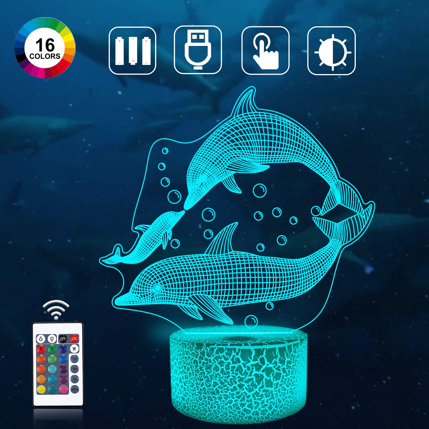 Luce notturna per Drago Coopark 3D per ragazzi, 16 colori con