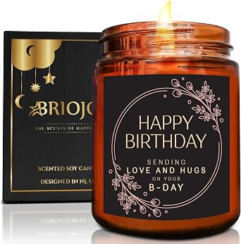 Birthday Gifts for Women Men - Sending Love Hugs Bday Candle for Her Him - 16th18th 21st 30th 40th 50th Happy Birthday Candle Gift for Sister Mom Wife Friends - Jasmine Relaxing Soy Spa Candle