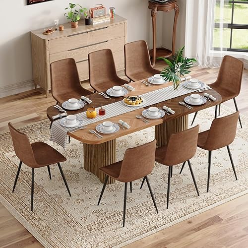 Juego de mesa de comedor para 8 Juego de mesa de cocina rectangular grande de 78.7 pulgadas para 8 personas con sillas acolchadas, modernos juegos
