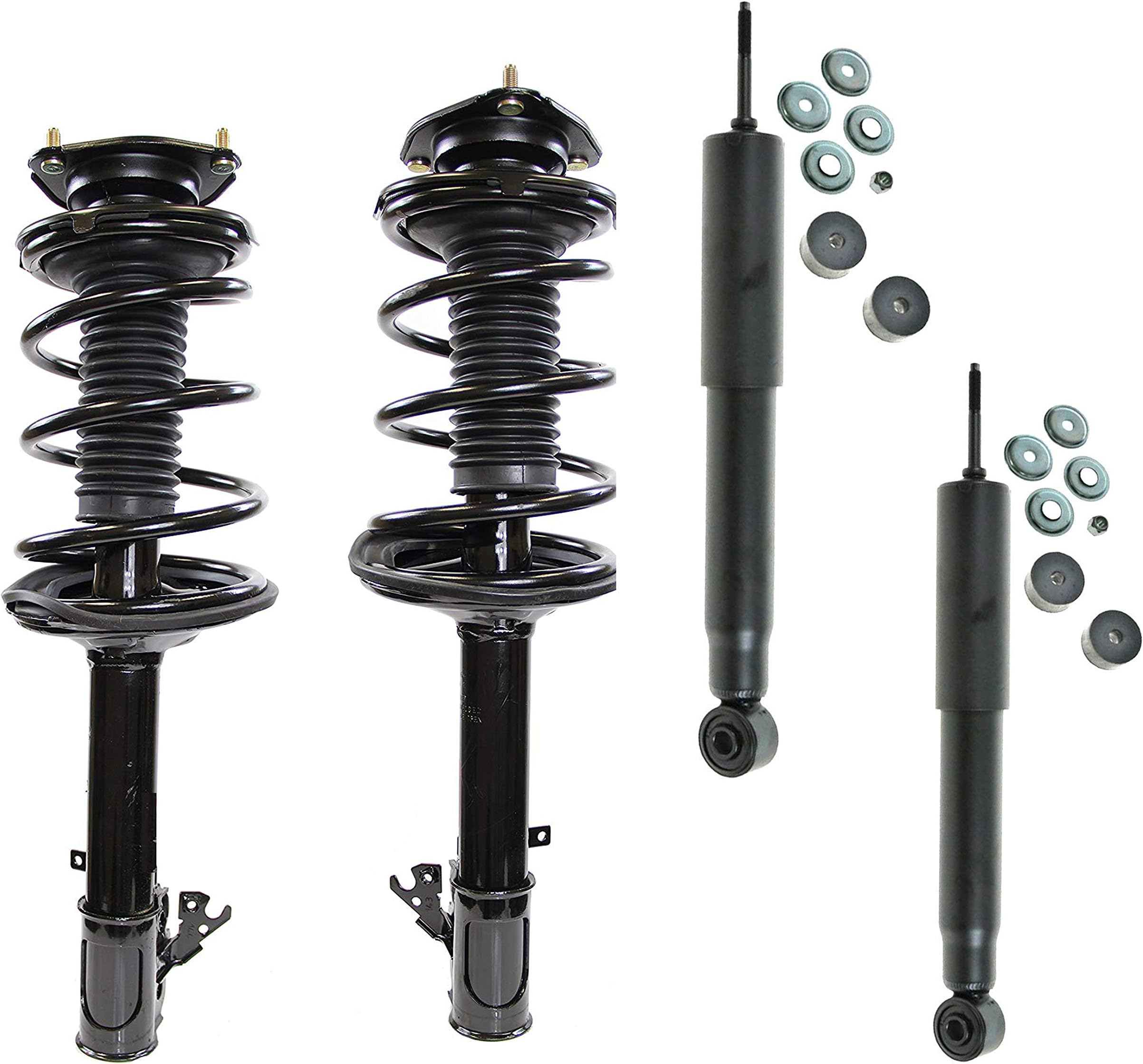 DTA 70172 Full Set -2 Front Complete Strut Assemblies With Springs and Mounts 2 Rear Shocks OE Replacement Compatible with 1996-2000 Toyota RAV4, Excludes 4DR/4WD Combo