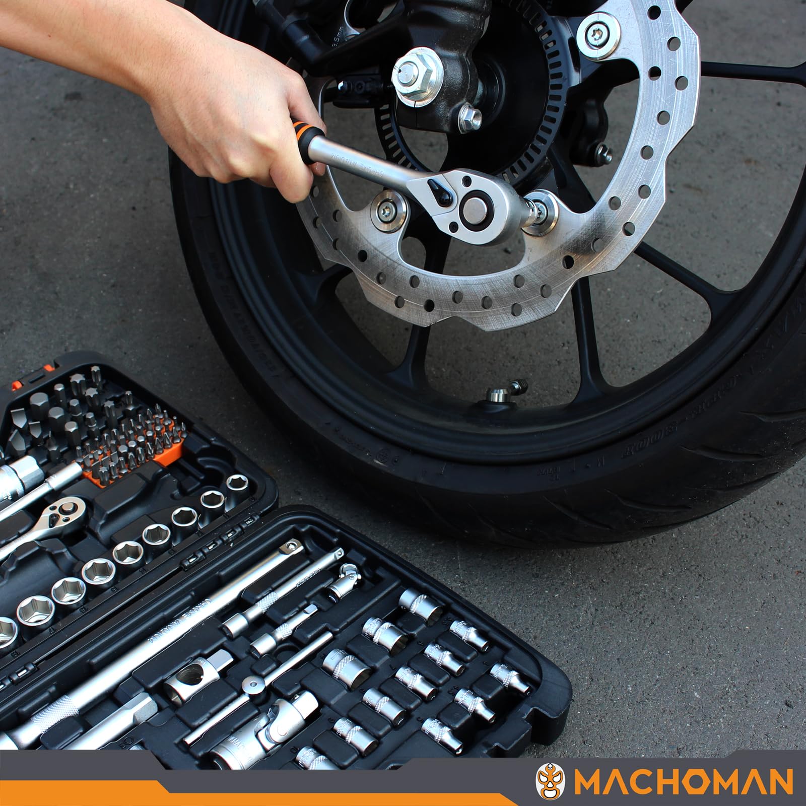 MACHOMAN CM119 Set di chiavi a bussola professionale da 119 pezzi 1/2" e 1/4" Kit di attrezzi per barra di prolunga con impugnatura a cricchetto