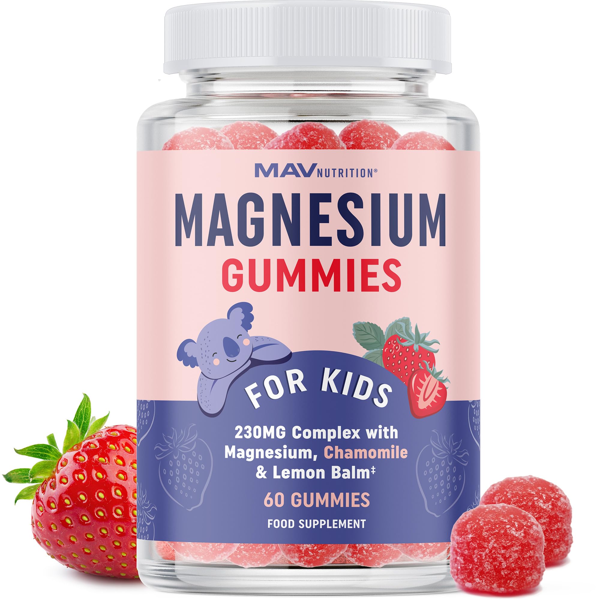 Magnesium Gummies for Kids Relaxation & Natural Wake-Rest Cycles | Relaxing Magnesium for Children with Chamomile & Lemon Balm | Non-GMO, Gluten-Free & Third-Party Tested | Calming Gummies 60 Ct