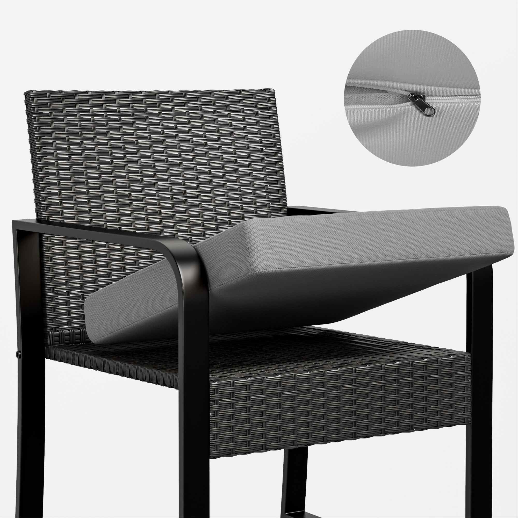 Bealife Juego de Muebles de jardín de ratán para 2 Personas, pequeño balcón al Aire Libre, Muebles de jardín para porches, Patios, terrazas, Balcones, Bordes de Piscina (Gris)