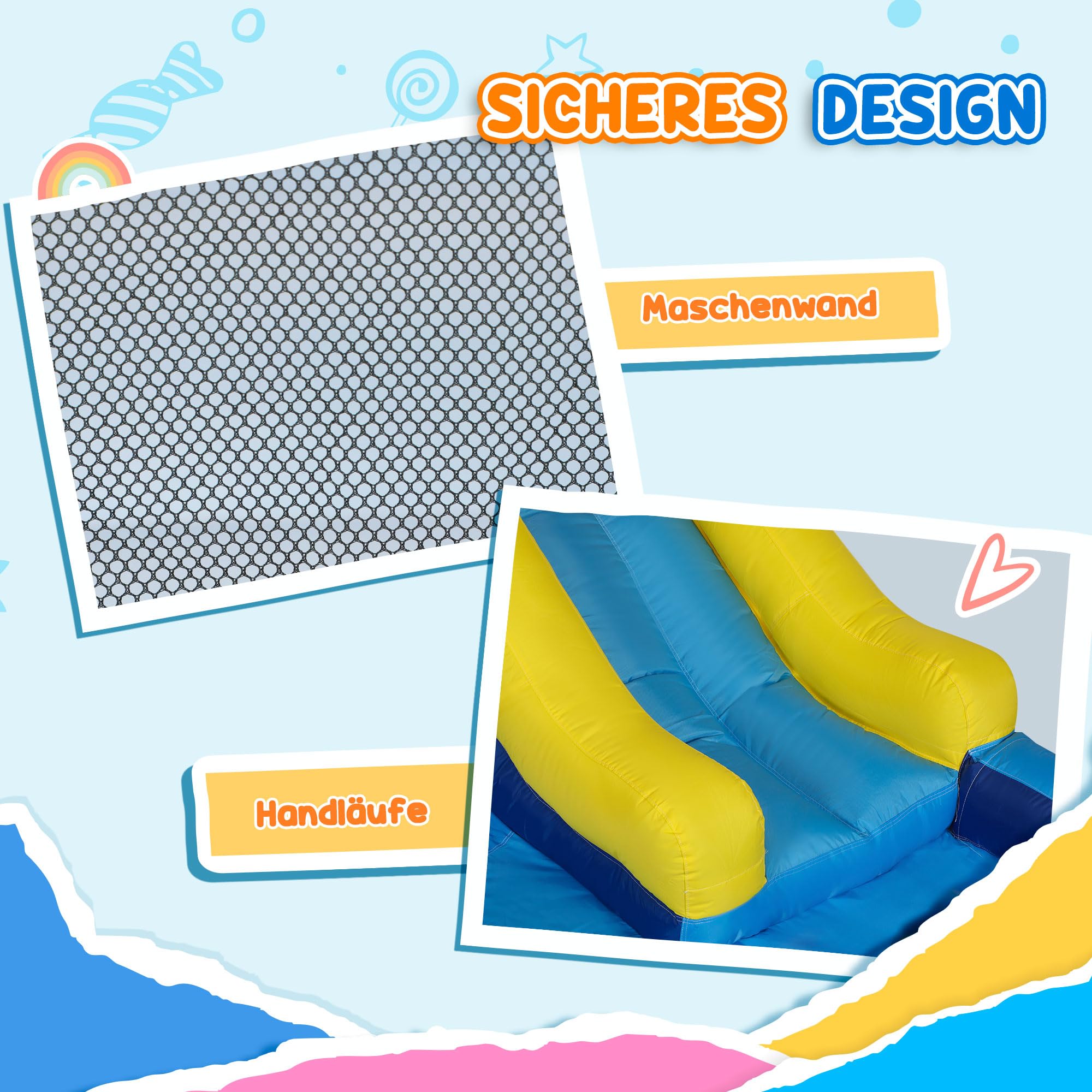 AIYAPLAY Hüpfburg mit Gebläse, Aufblasbare Wasserpark mit Rutsche, Planschbecken, Kletterwand, Sprung, Wasserkanone, Tragetasche Wasserspielcenter für Kinder 3-8 Jahren, 360 x 250 x 195 cm