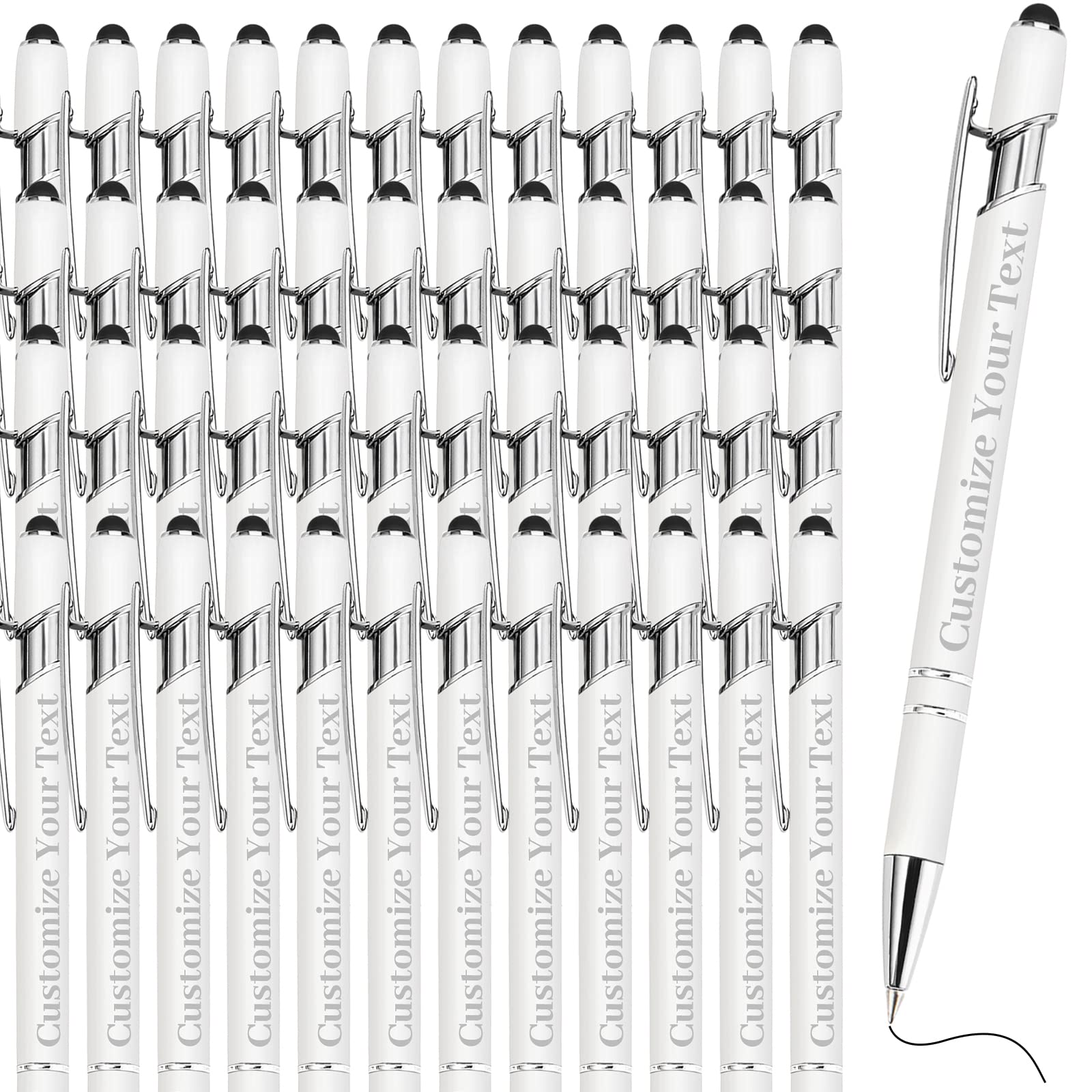 Hasta 500 Bolígrafos Personalizados a Granel Personalizados Con Lápiz Capacitivo Juego de Bolígrafos Grabados Con Su Nombre Texto Para Negocios Mujeres Hombres Graduación Regalo de Boda