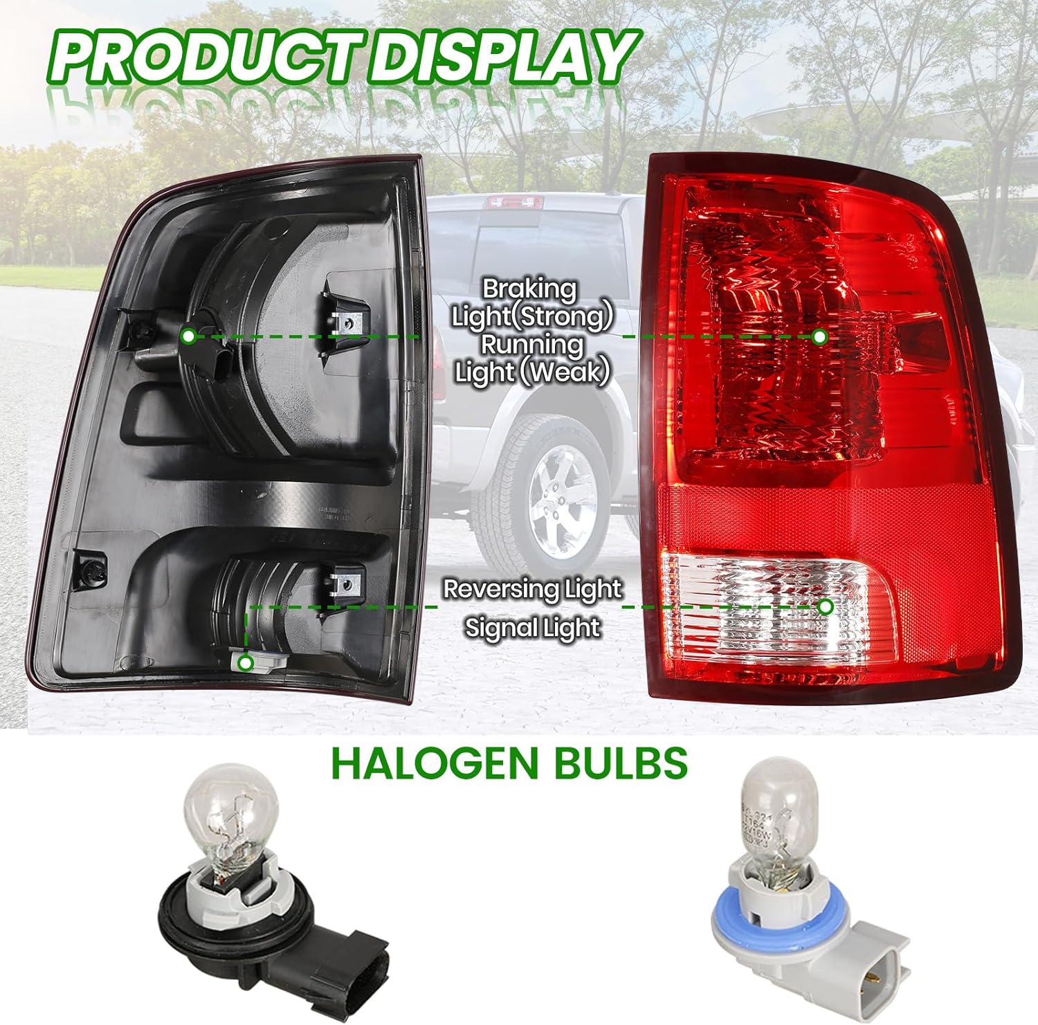 GSPSCN Passenger Side Tail Light Compatible With Dodge Ram 1500 2500 3500 2009-2018 Right Rear Taillight Brake Lamp With Bulbs Replaces CH2819124