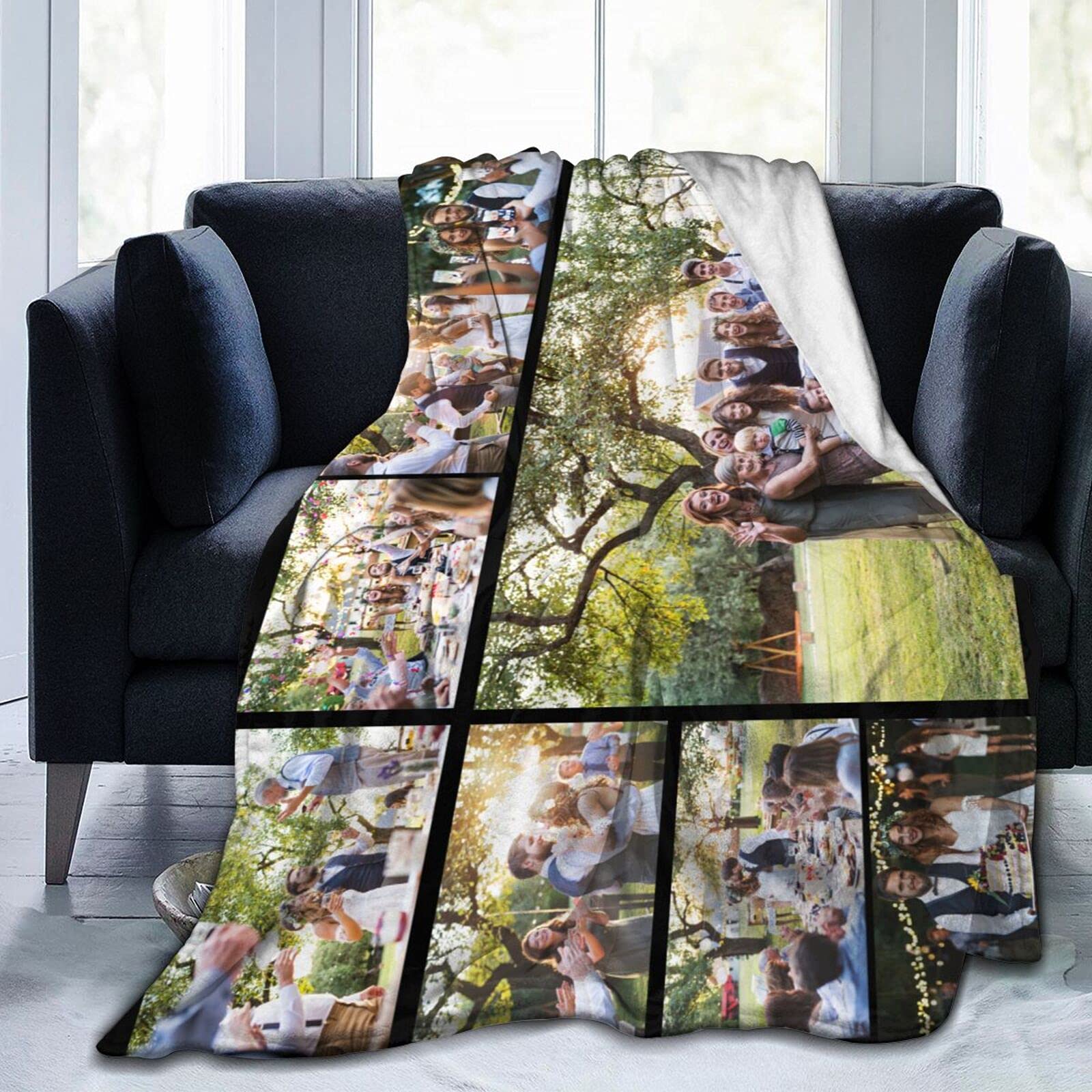 JeReVolng Custom Blanket with Photo Text Personalized Bedding Throw Blankets Customized Flannel Fleece Blankets for Family Birthday Wedding Gift Fits Couch Sofa Bedroom Living Room