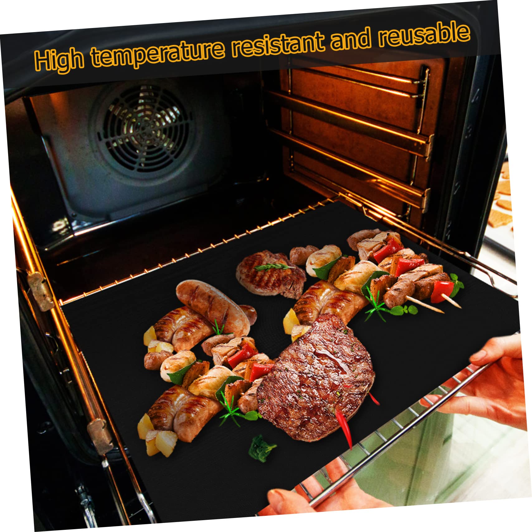 9 pièces Tapis de Cuisson Réutilisables Lot de Tapis Adhésifs pour Four Barbecue et Cuisson Résistants Chaleur Couleur Noire