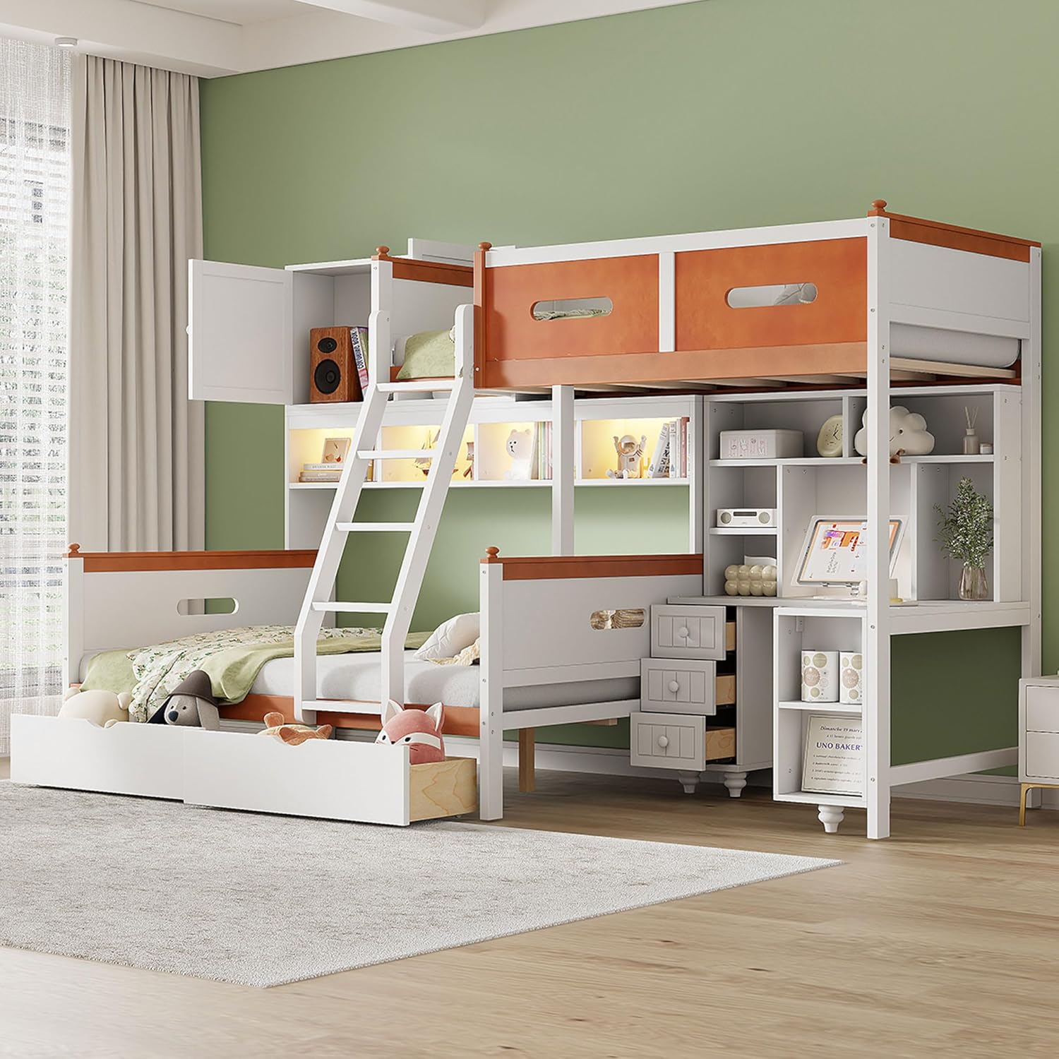 Meletup view of bunk bed components