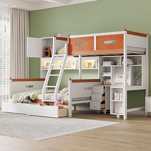 Miniatura 127 de Versatility - Litera individual sobre individual con escritorio y armario integrados, cama alta de madera maciza y plataforma independiente con