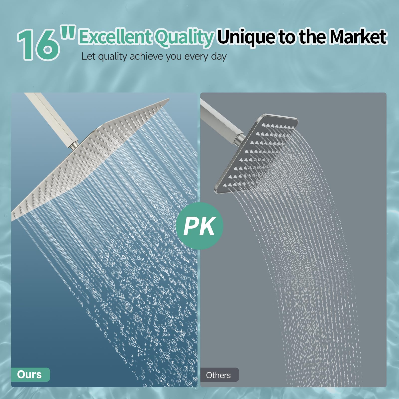 Snapklik.com : 16 Inch Extra Large Rain Shower Head Brushed Nickel 304 ...