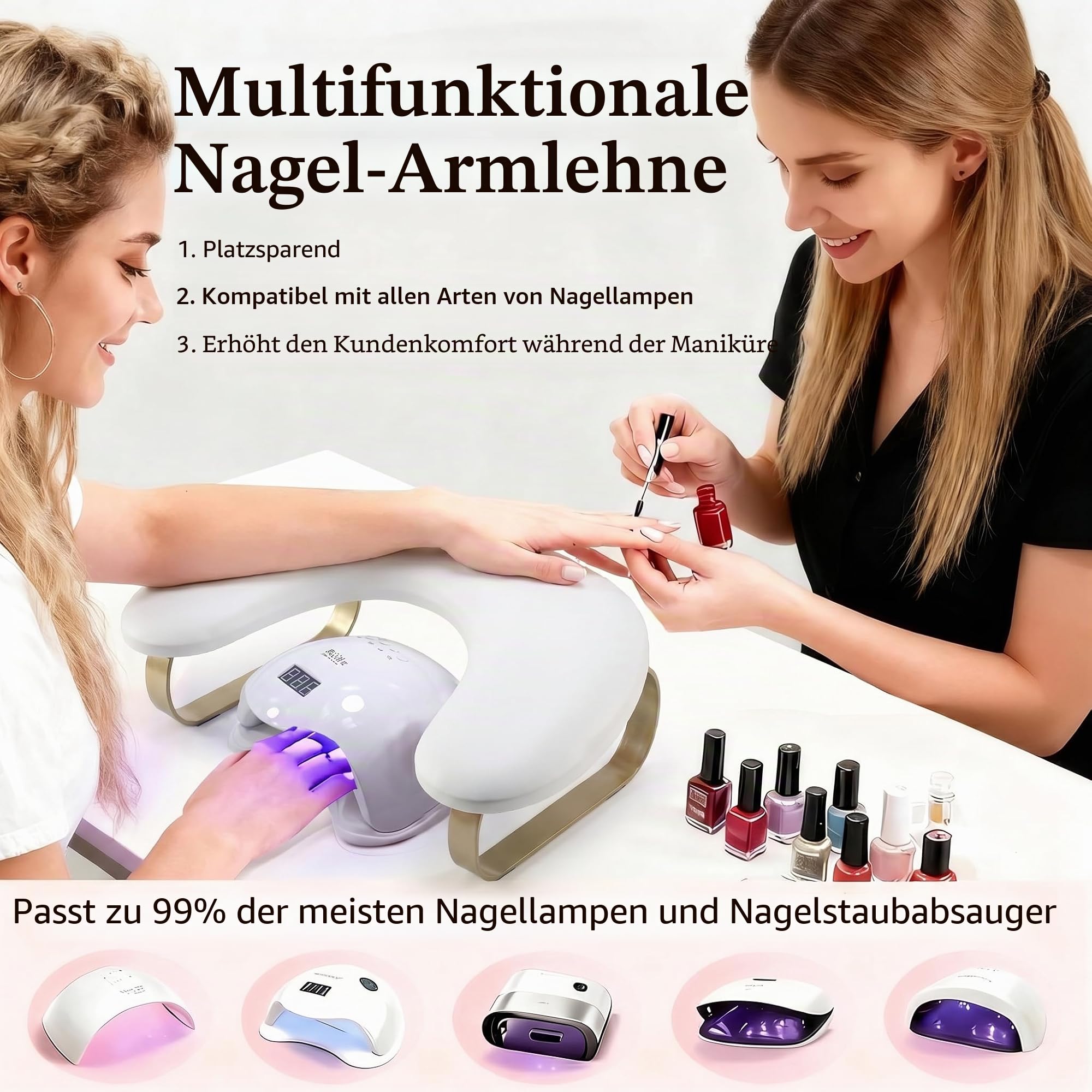C-Förmig Handauflage Nagelstudio: Goldener Bogen Wrist Rest - 45°Schräge Unterstützung Handablage Nagelstudio - Weicher und Elastischer Schwamm Handgelenkauflage für Handauflage Nägel