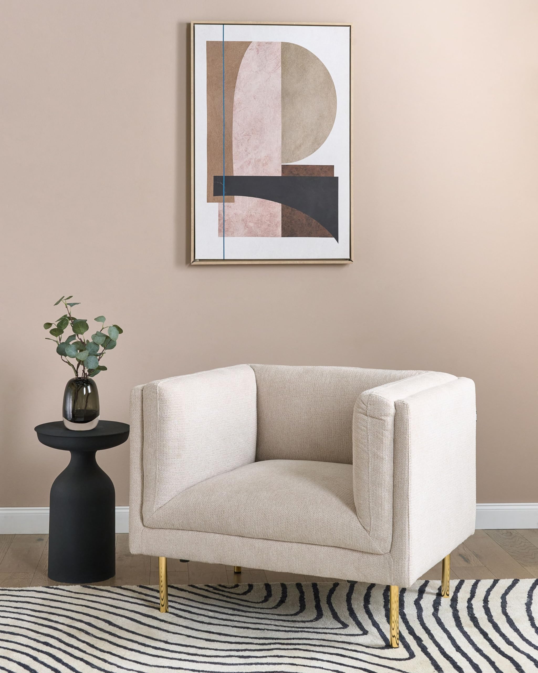 Beliani Sessel aus Stoff beige/goldene Beine mit Armlehnen modern Moen