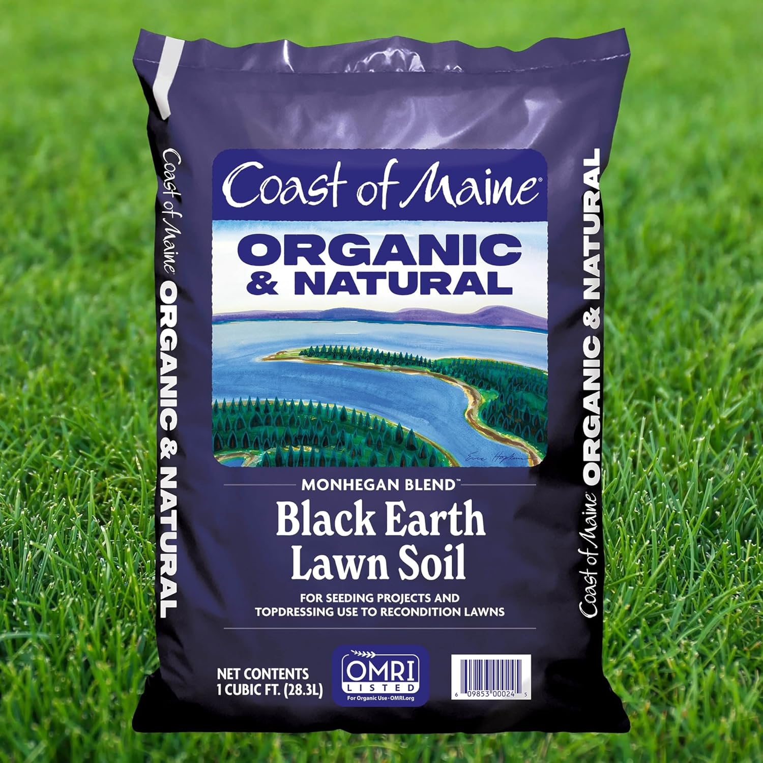 Coast of Maine Organic & Natural Monhegan Blend Black Earth Lawn Soil - Seeding Projects - Topdressing and Reconditioning Lawns (1 cu ft)