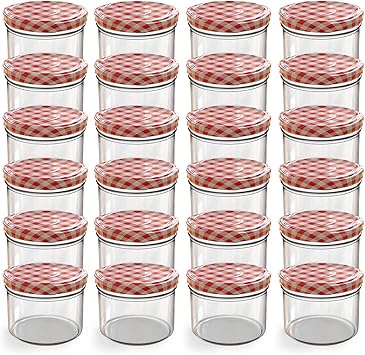 Oputec 24 x 230 ml weckpotten met schroefdeksel goud – Perfect voor jam, confituur en meer, kleine potten met deksel, ideaal als mini-jampotten en schroefbokalen