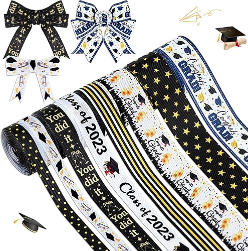 Cintas de grogrén de graduación de 40 yardas de 38 y 1 pulgada Clase de 2023 Cintas bronceadoras Felicidades Grad Cinta de envoltura metálica con