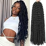 Alrence Passion Twist Hair 24 Inch 8 Packs Water Wave Crochet Hair Curly Braiding Hair For Butterfly Locs Long Bohe Crochet Braids (24 Inch (Pack of 8), 1B)