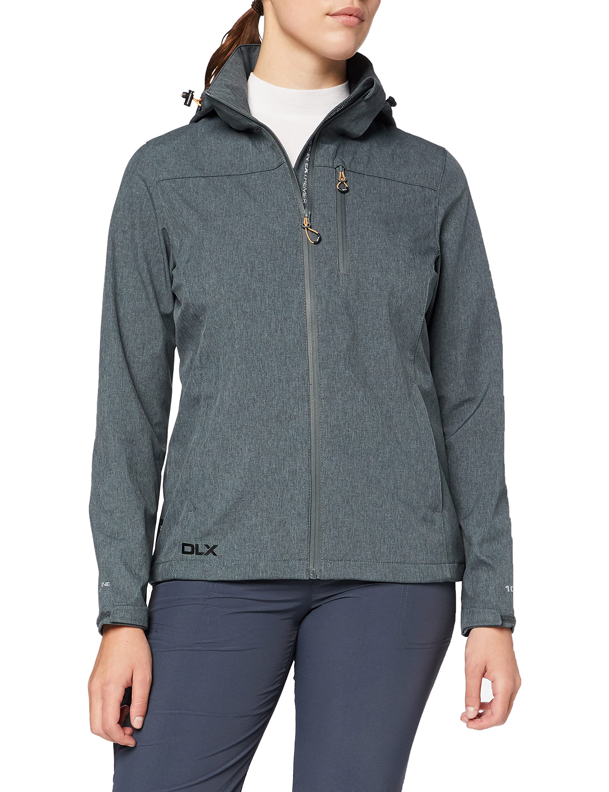 Trespass Women's Claren Ii Waterproof Jacket With Removable Hood, dark grey marl, S UK