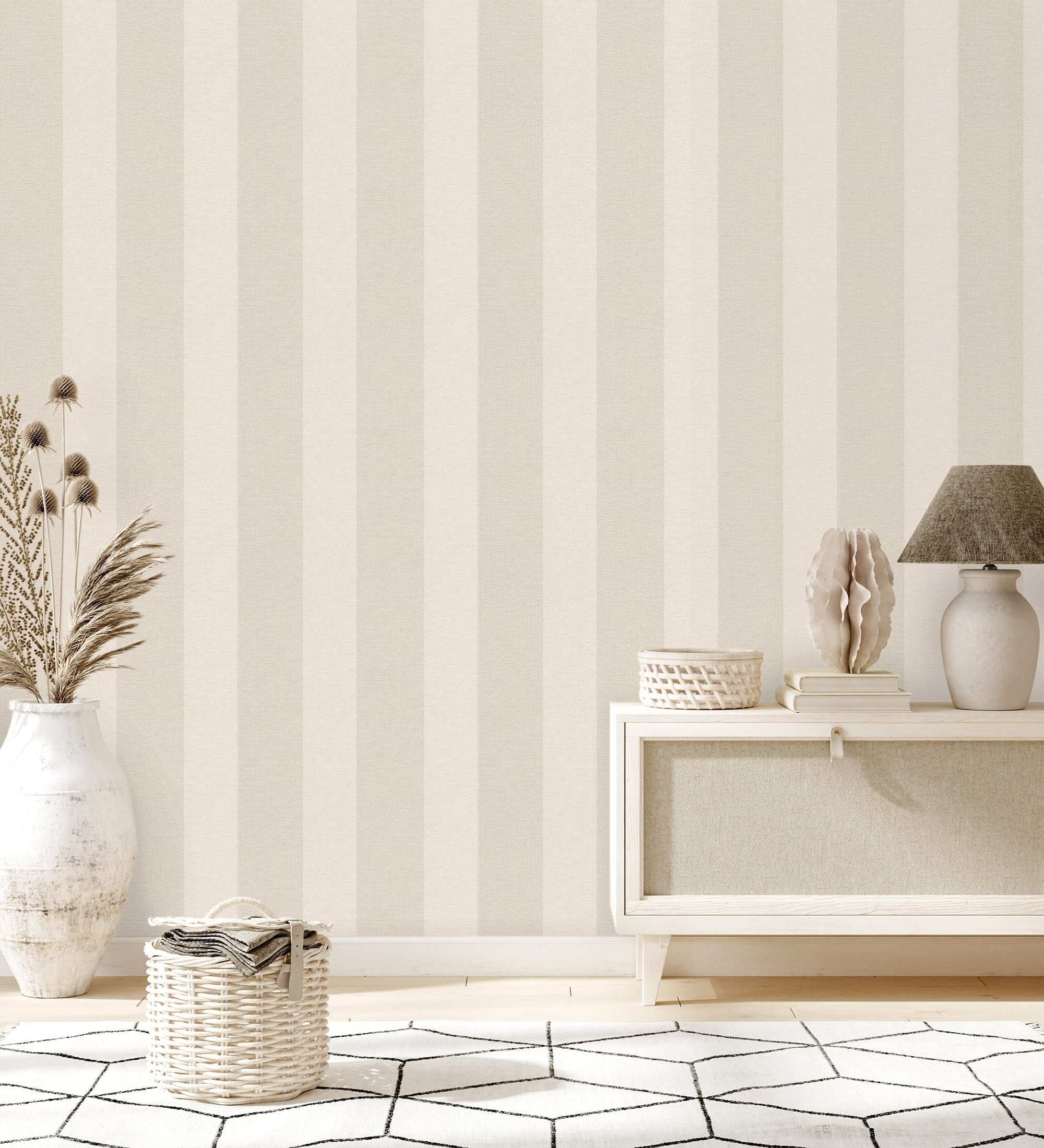 GAULAN 6973 - Papel pintado vinílico lavable de rayas clásicas efecto textil textura en relieve para pared salón cocina baño dormitorio mueble - Rollo de 10 m x 0,53 m