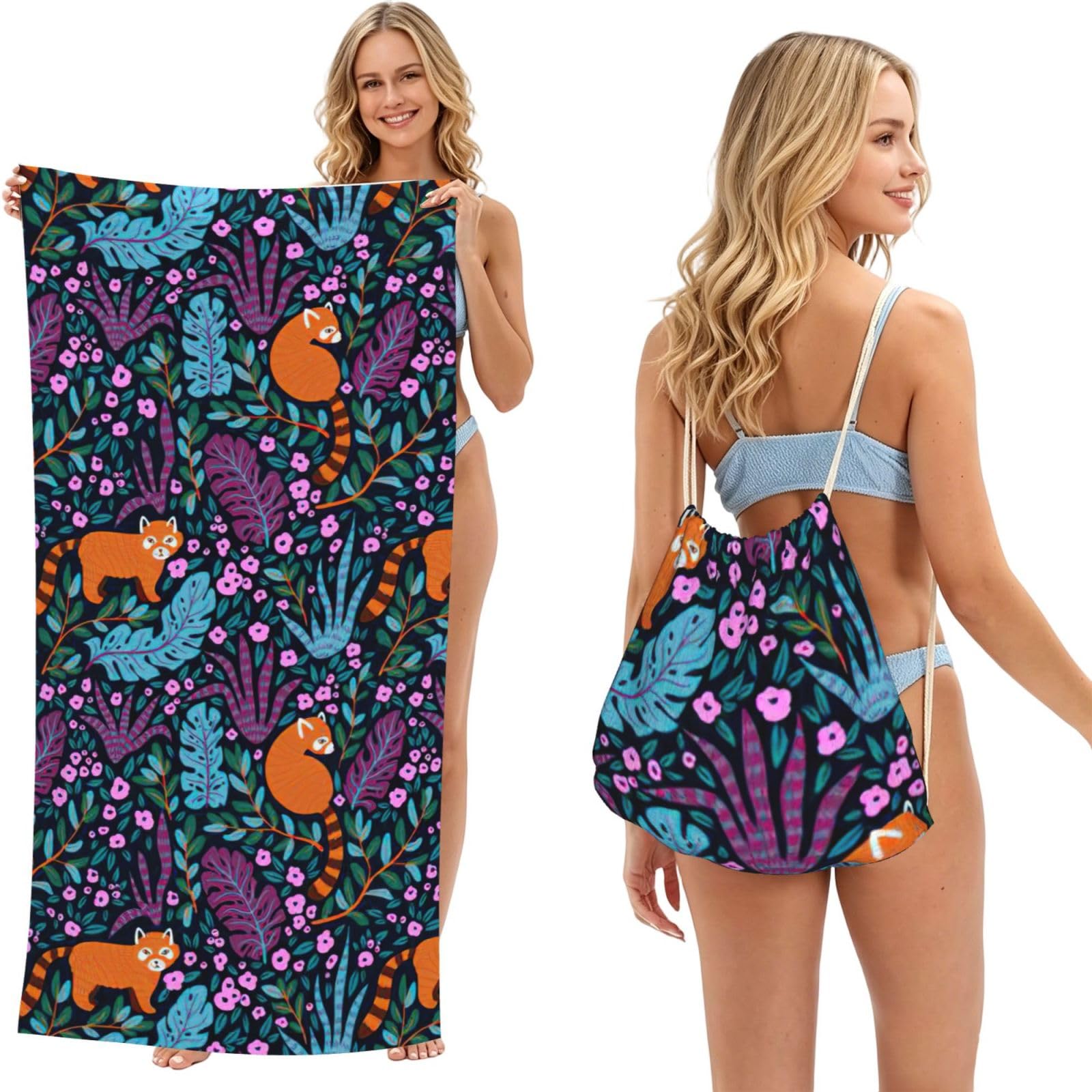LMNvbz Cat Print Print 2 In 1 Packable Beach Towel Bag, Quick Dry Backpack Microfiber Mat For Camping, Travel, Vacation, Cruise, And Picnic
