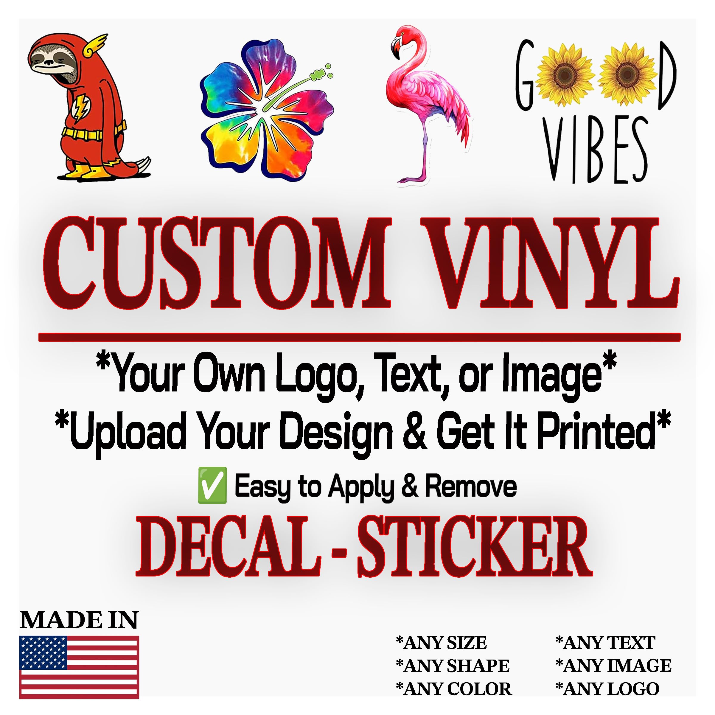 Custom Vinyl Decal Stickers – Personalized Design Your Own Logo, Text, Image – Waterproof, UV-Resistant, Durable, and Fade-Proof – Perfect for Walls,