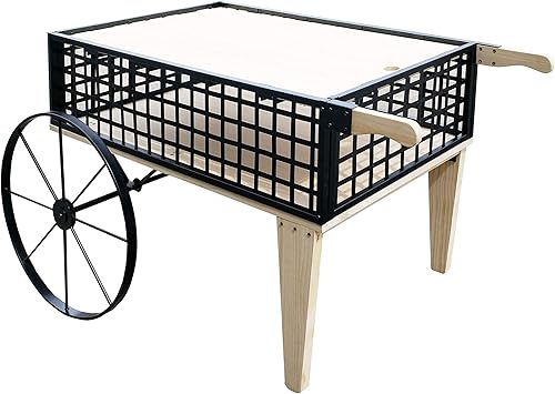 FixtureDisplays 18464-NPF - Soporte de madera para macetas (estructura de hierro y metal)