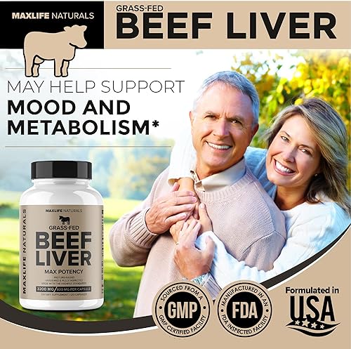 Miniatura 4 de Suplemento de hígado de res alimentado con pasto (desecado) 3200 mg – 120 cápsulas de hígado de res alimentadas con pasto sin OMG para mujeres y