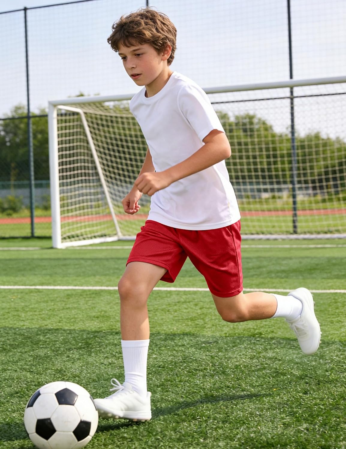 Auranso 3 Pack Boys Athletic Shorts Quick Dry Mesh Basketball Short for Kids Active Soccer Shorts Sports Clothes with Pockets
