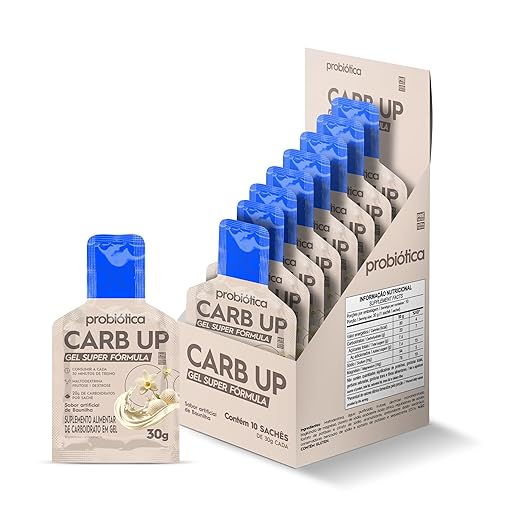 Carb UP Gel Super Fórmula -Baunilha, Probiótica, 10 Sachês 30g