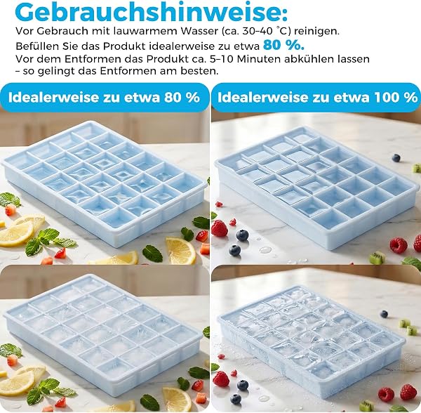 Bac À Glacon Avec Couvercle,Moule À Glaçons En Silicone Récipient À Glaçons En Silicone, Disponible En Set De 3, Offrant 72 Glaçons Carrés. Idéal Pour Le Whisky Et Les Cocktails. - 3