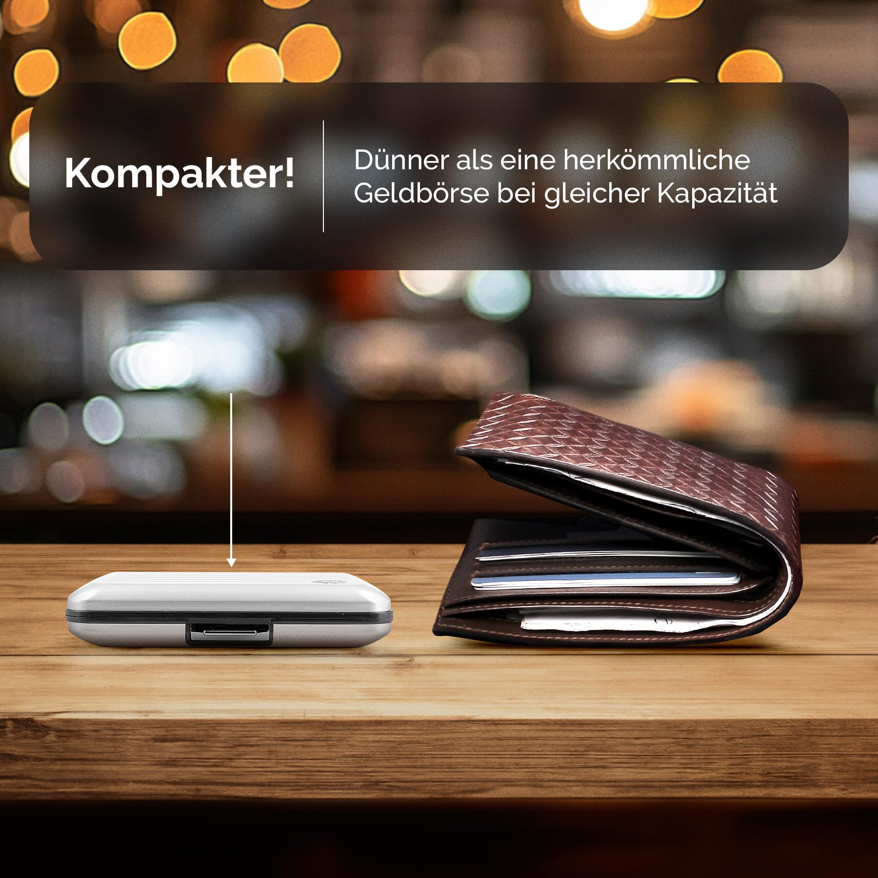 ÖGON -DESIGNS- Aluminium kartenetui mit metallverschluss, RFID Schutz vor betrug und entmagnetisierung, kompakte geldbörse, Modell Smart Case Oslo