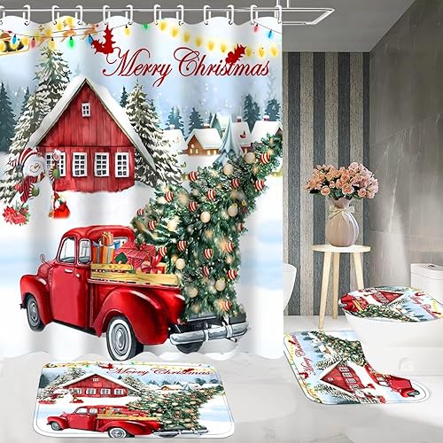 Miniatura 10 de DDQQ Juego de cortinas de ducha de otoño de Acción de Gracias con alfombras, 4 piezas con diseño de calabaza y cuadros de calabaza, juego de