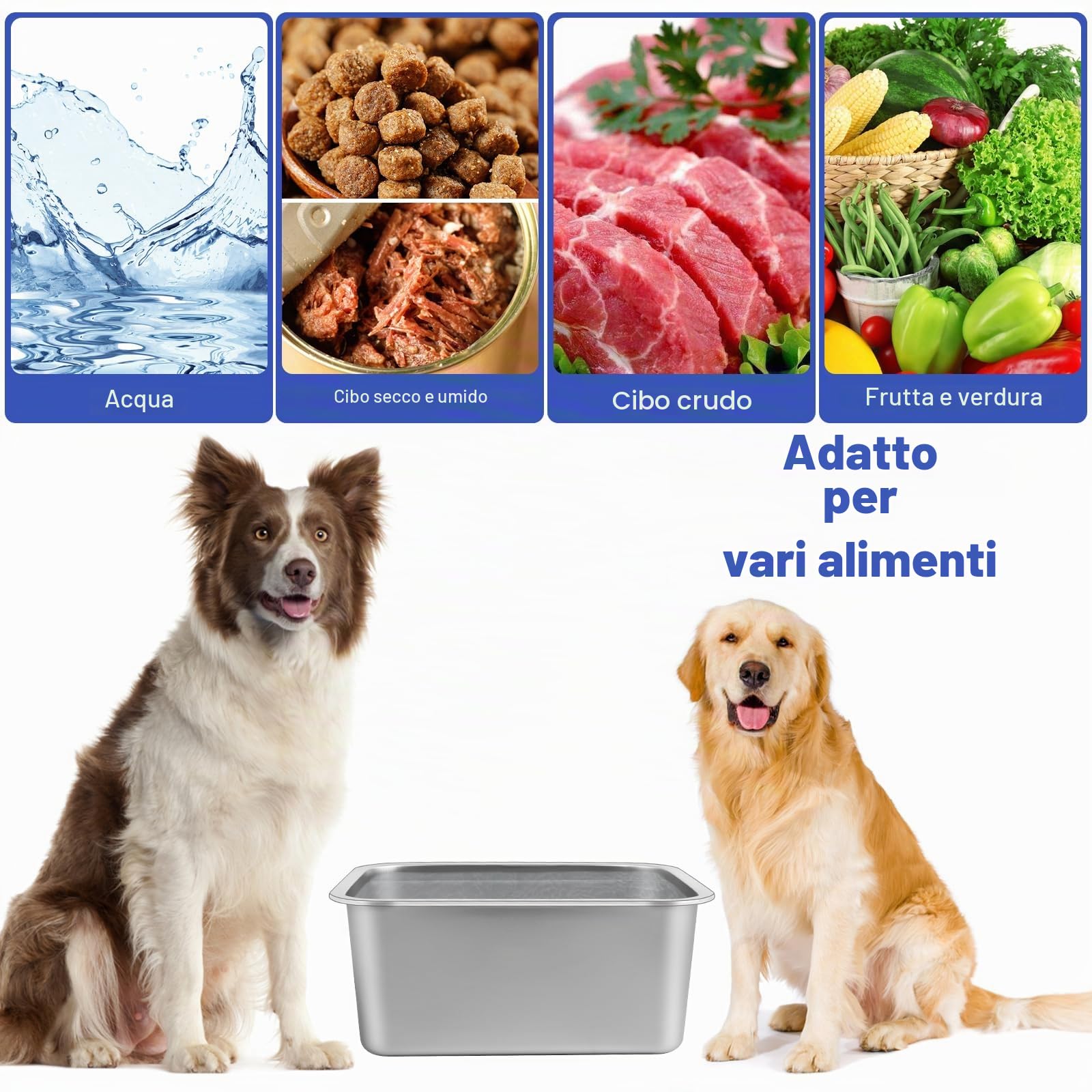 Ciotola d'Acqua per Cani 11,4 L/401 Oz - In Acciaio Inox per Razze Medie e Grandi, Durevole, Anti-Caduta e Facile da Pulire, 36 × 27 × 15 cm