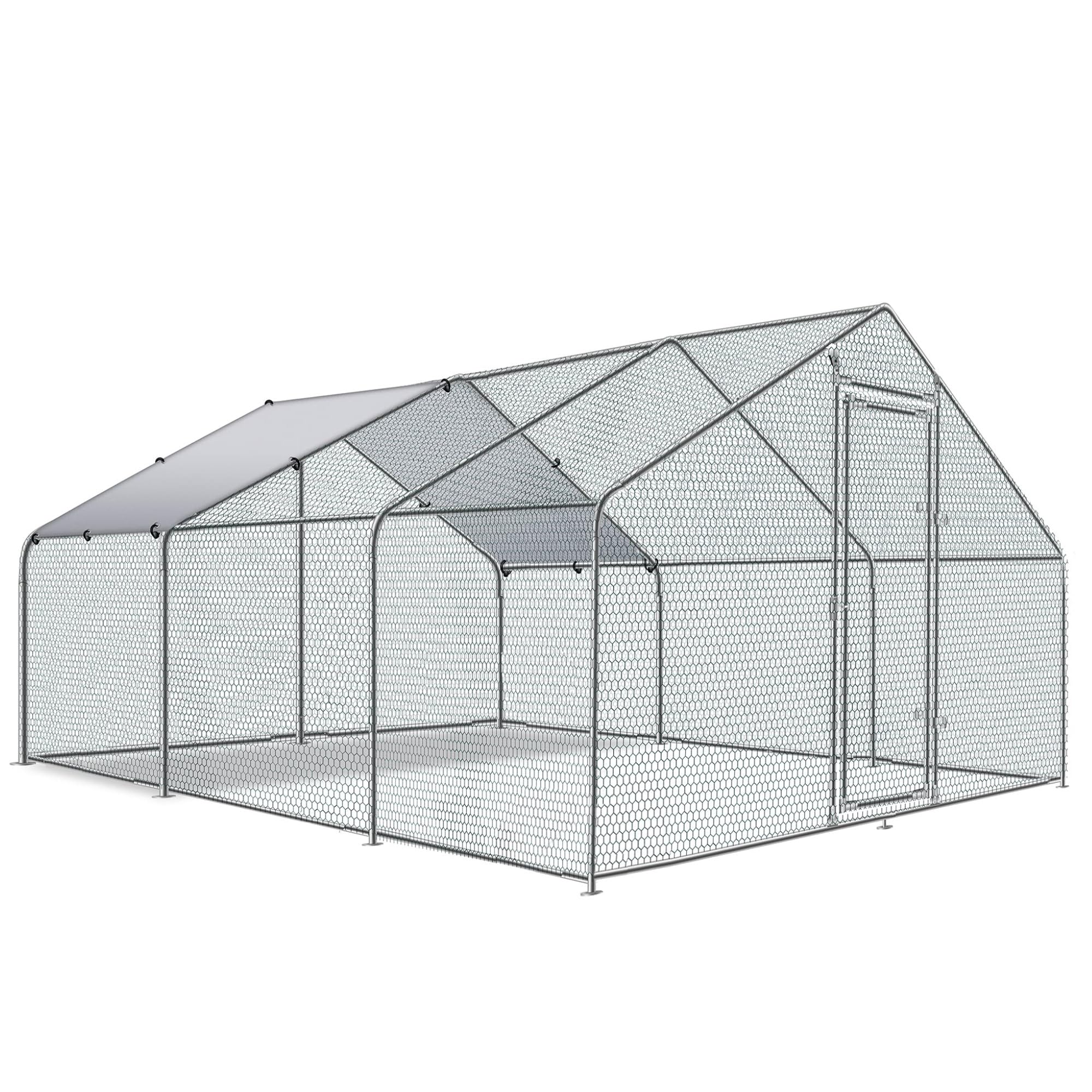 TOLEAD Large Metal Chicken Coop Upgrade Tri-Supporting Wire Mesh Chicken Run,Chicken Pen with Water-Resident and Anti-UV Cover,Duck Rabbit House