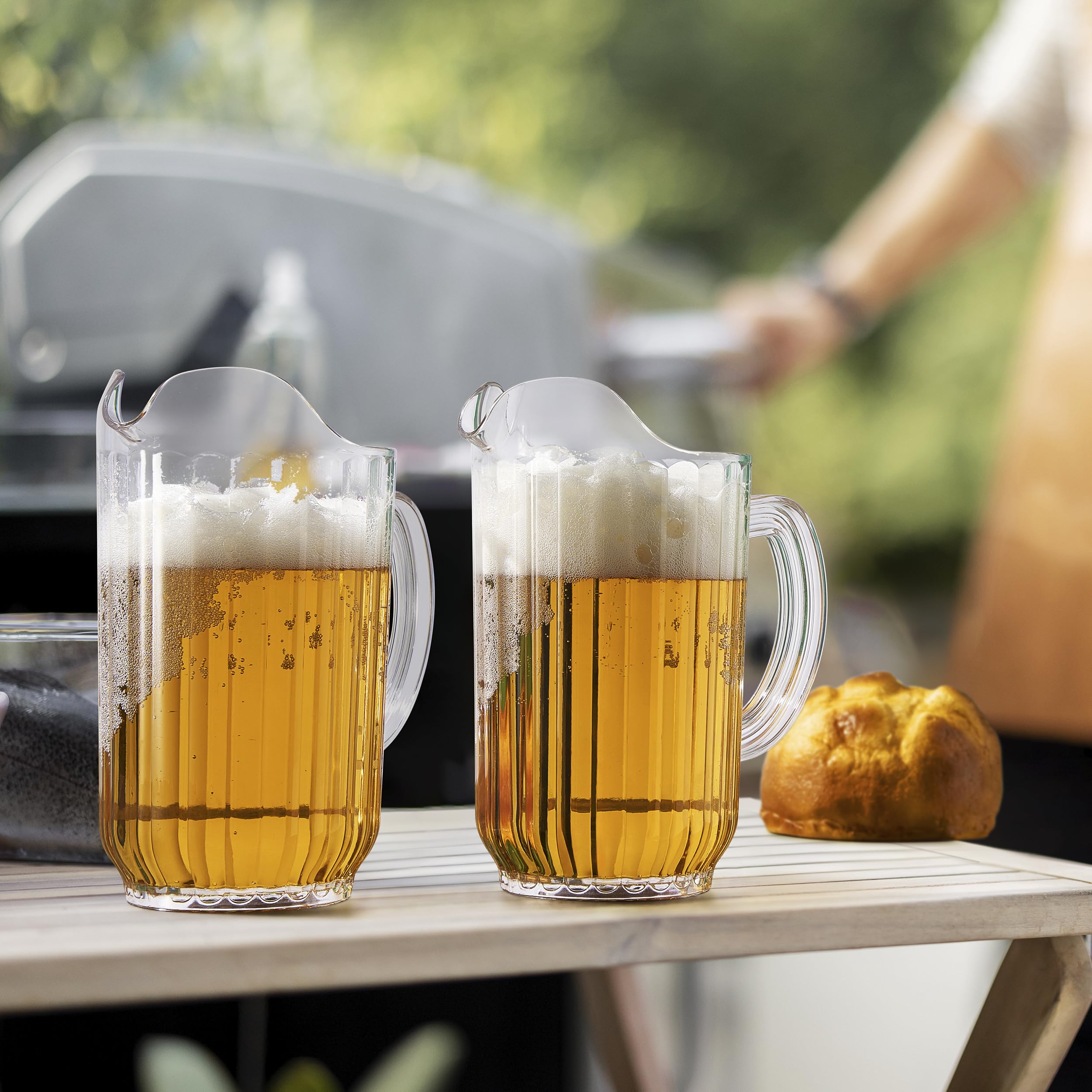 Bier- und Getränkekrug aus Acryl (1,700 ml), Set mit 2 Kunststoffwasser-, IPA-, Sangria-, Limonade-, Margarita-, Saft-, Eisteekrügen, klare Tritan-Glaswaren, Lookalike, spülmaschinenfest, BPA-frei