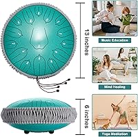 Vista 4 de Tambor de lengua de acero de 13 pulgadas, 15 notas con bolsa de viaje, mazos, libro de música, instrumentos musicales principales para adultos