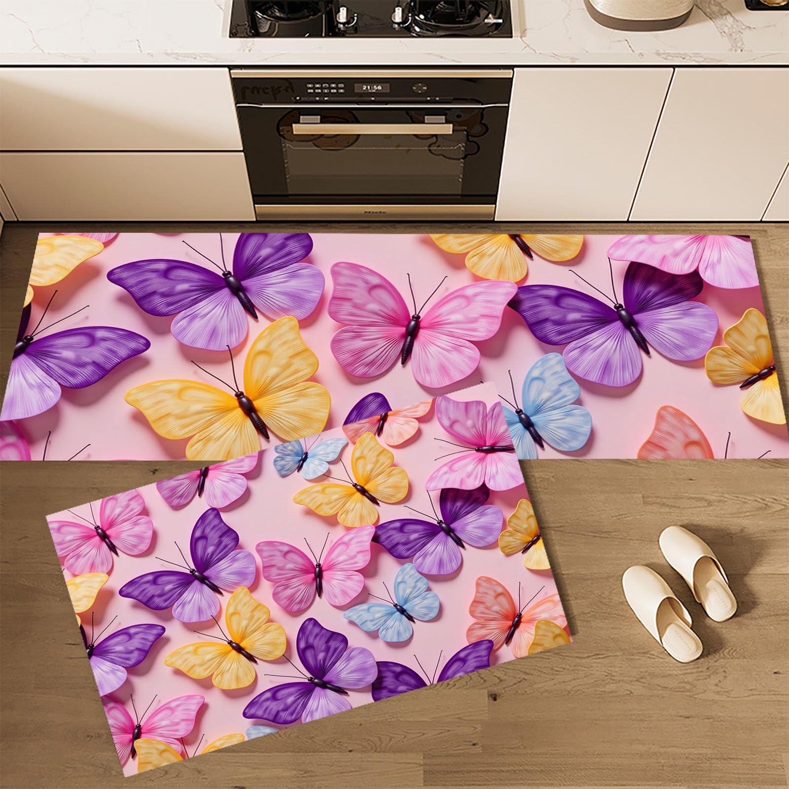 Alfombras de cocina de diseño artístico en acuarela con acabados lavables de alta calidad