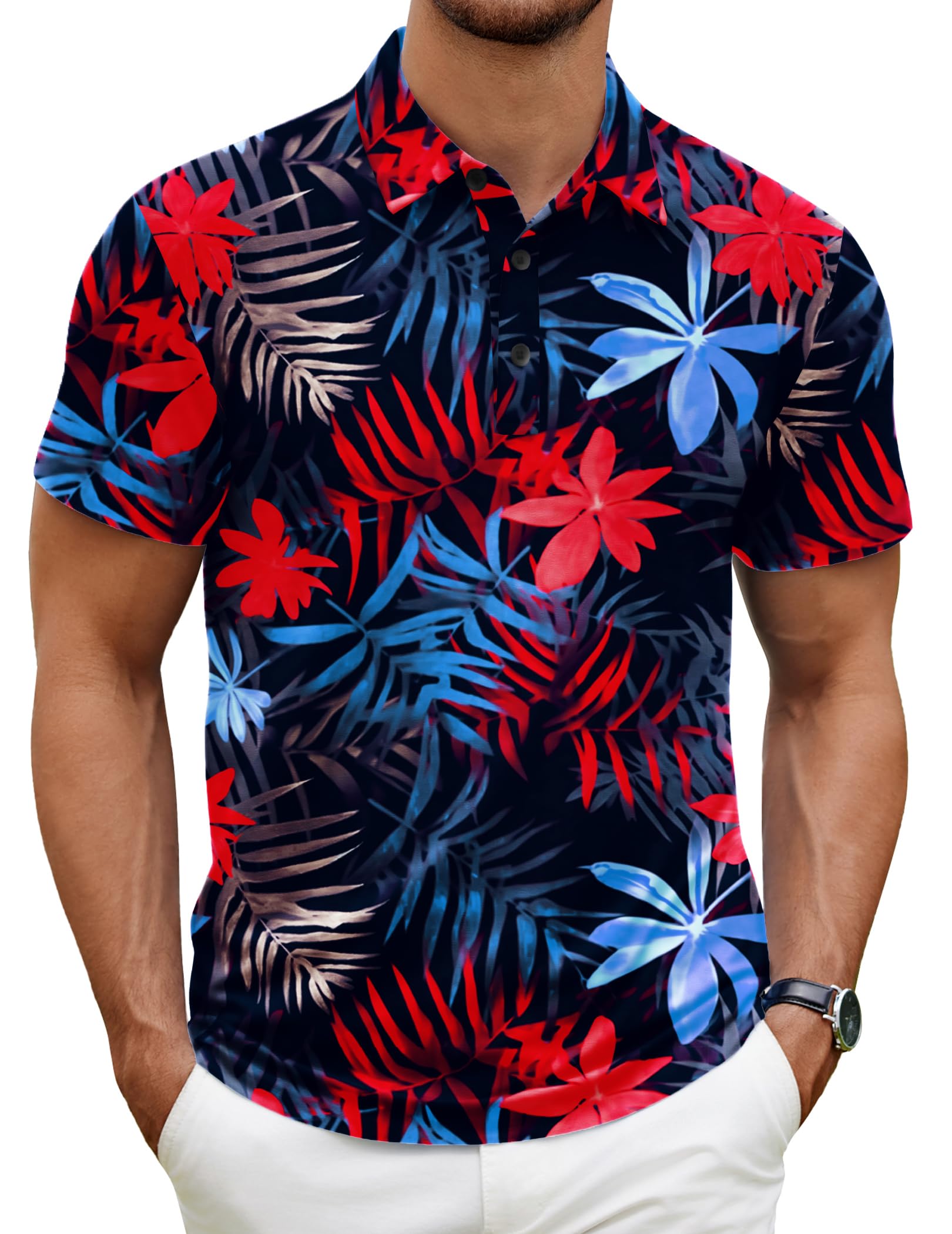 COOFANDY Men's Polo Shirt Golf Quick Dry Performance Short Sleeve Moisture Wicking Athletic Polo Collared Tennis T-Shirt