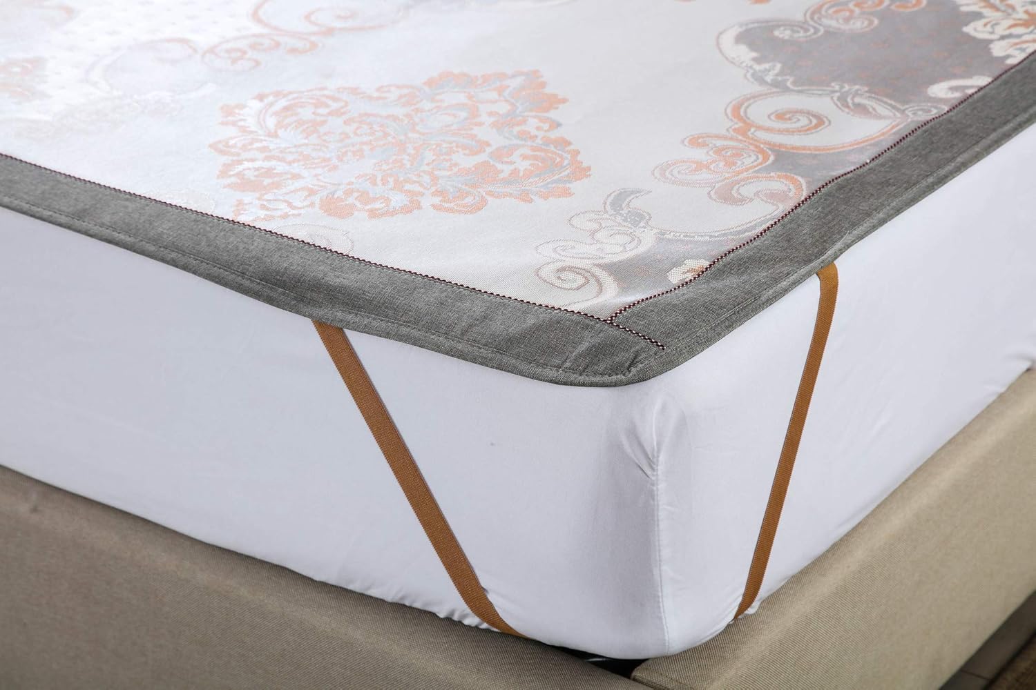 3-Piece Mat Summer Cooling Mattress Topper, Cooling Mat Mattress Pad Cover (Queen) Grey