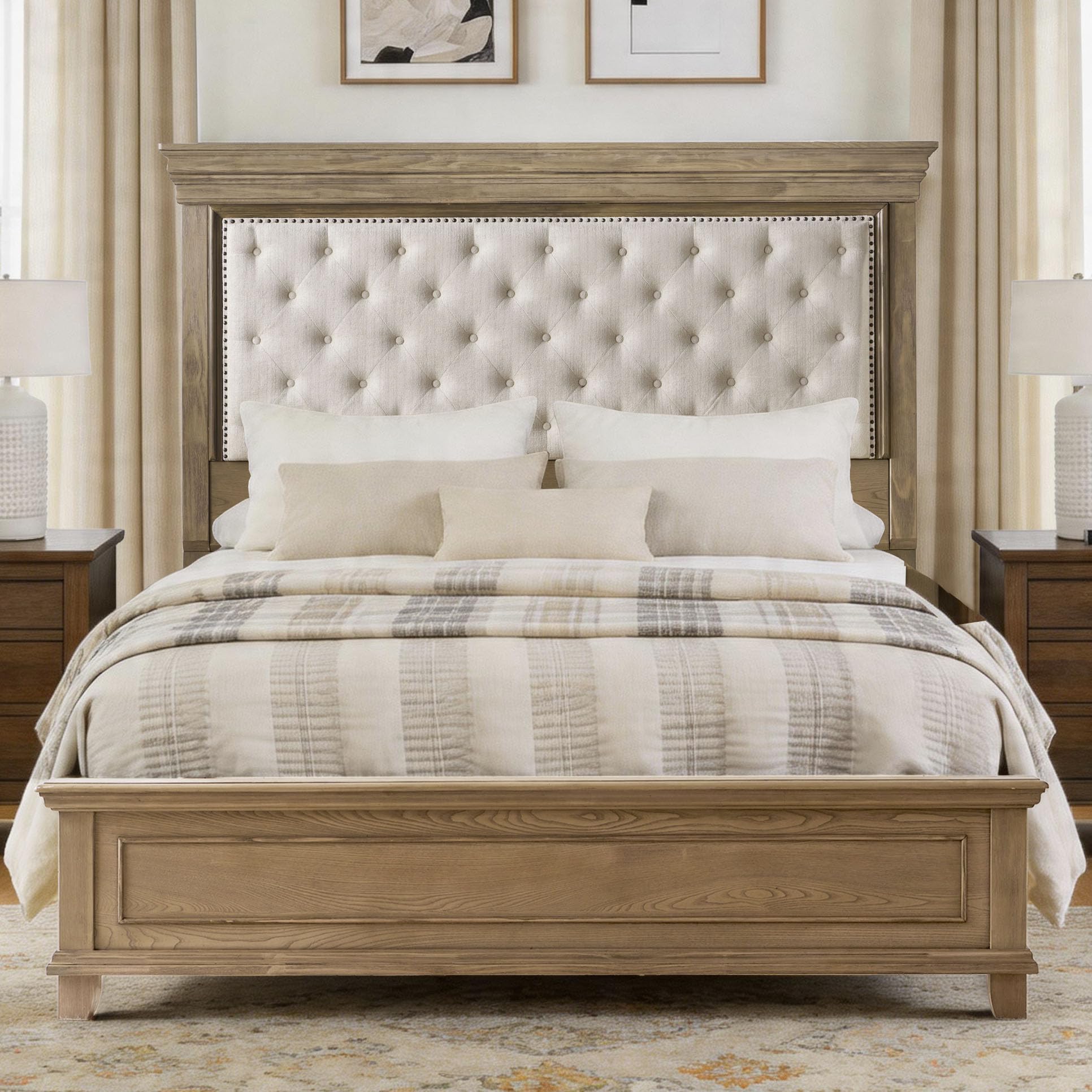 AMERLIFE King Solid Wood Bed