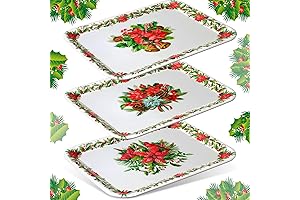 Zubebe 3 Pcs 13 x 10 Inch Christmas Serving Tray Reusable Christmas Platter