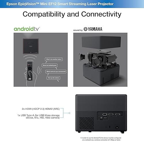 Vista 18 de Epson EpiqVision Mini EF11 Proyector láser, 3 LCD, portátil, Full HD 1080p, brillo de color de 1000 lúmenes y brillo blanco, altavoz integrado