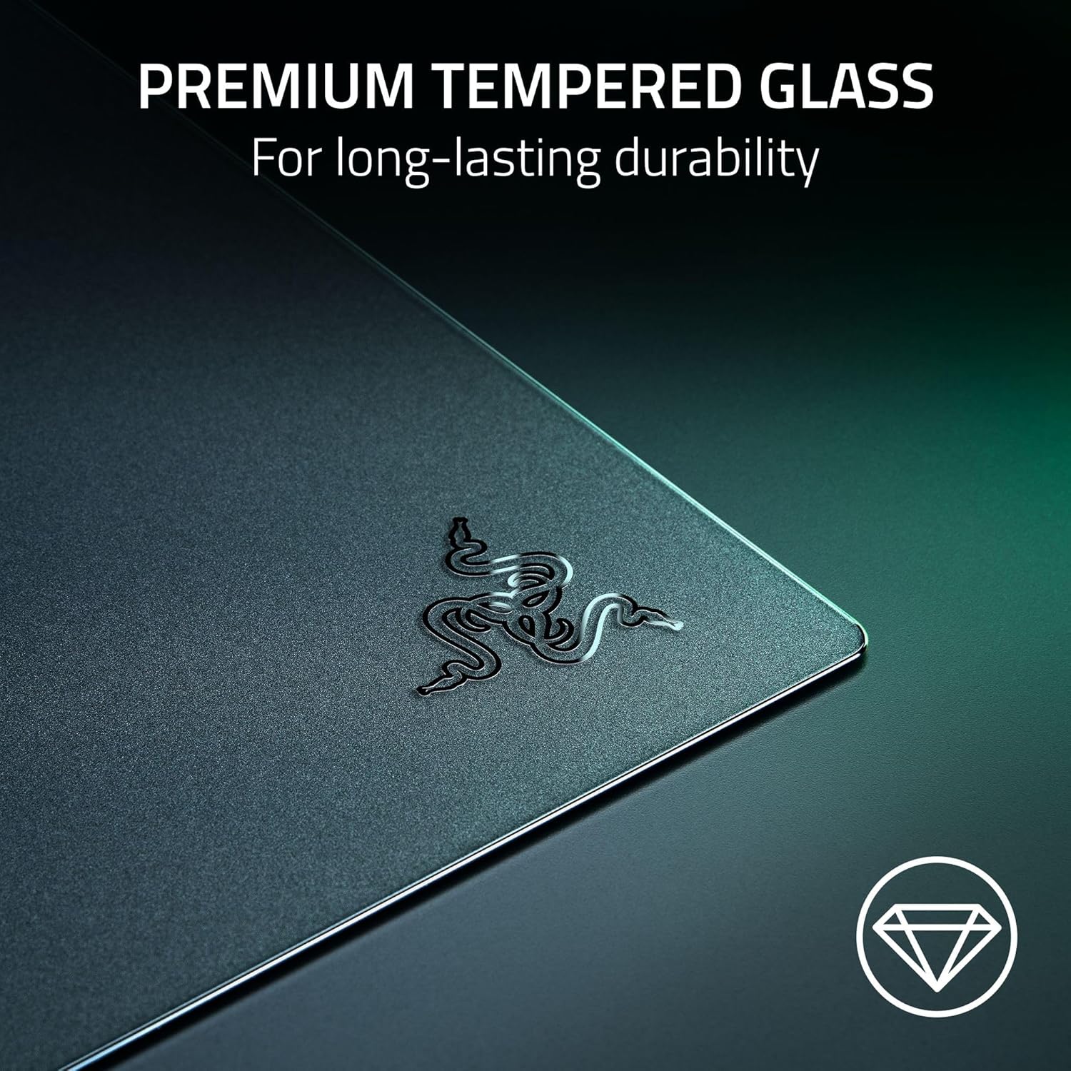 Razer Atlas Pro Tempered Glass Gaming Mouse Mat — Ultra-Thin 1.9mm, Dirt and Scratch Resistant, Ultra‑Smooth Low‑Friction Surface, Optimized for Optical Sensors, Anti-Slip Base — Black