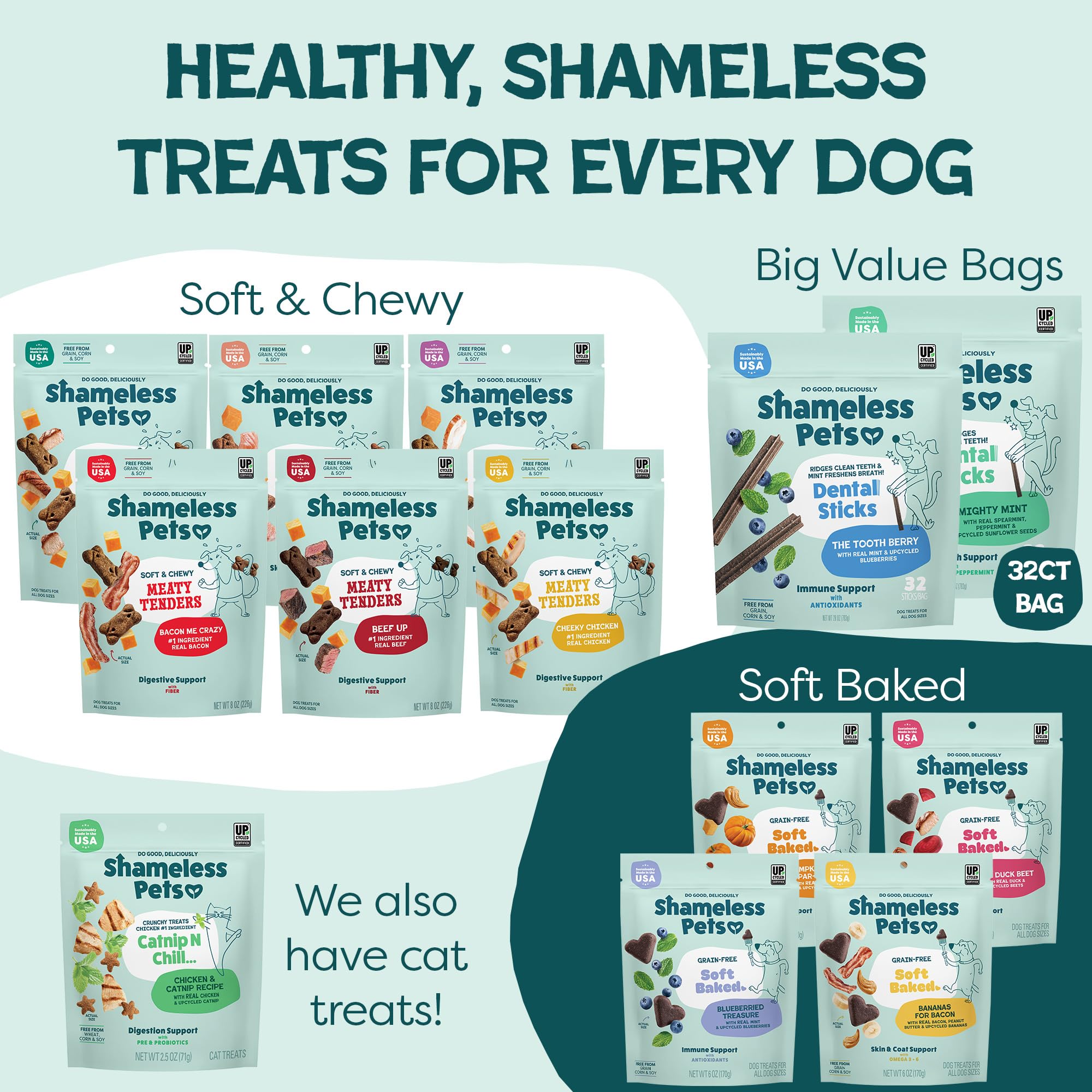 Shameless Pets Toothberry Dental Chews para Perros - Palillos de Dientes Naturales para Perros para un Aliento Fresco, Limpieza Dental y Elimina el sarro, golosinas para Perros sin Cereales, sin maíz