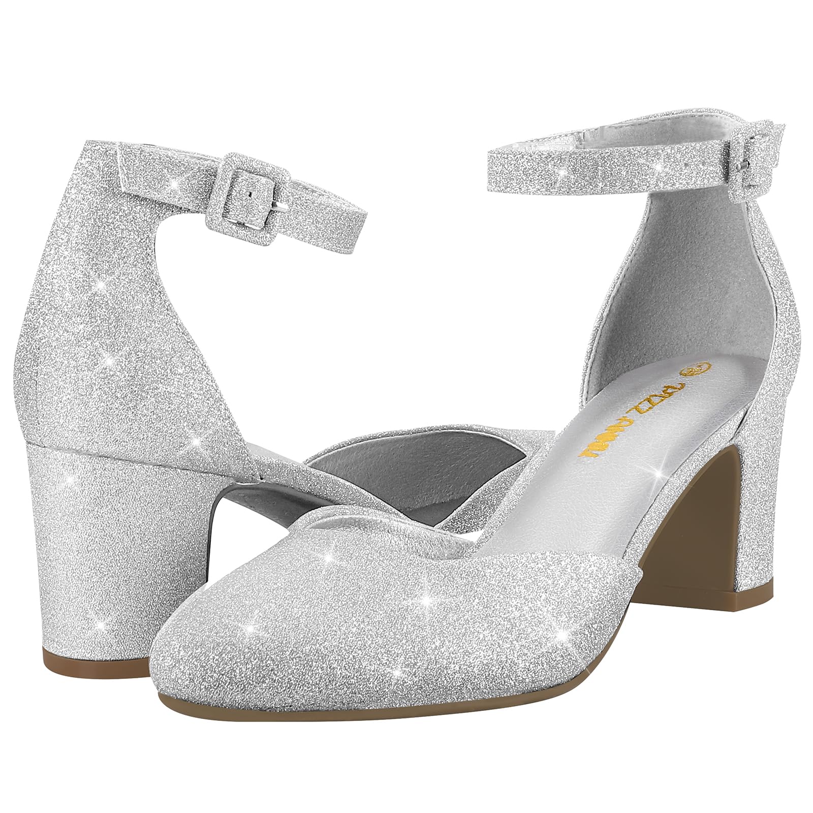 PIZZ ANNU Zapatos Mujer Comodos Vestir Chunky Punta Redonda Tira de Tobillo Tacones Fiesta y Salon EU